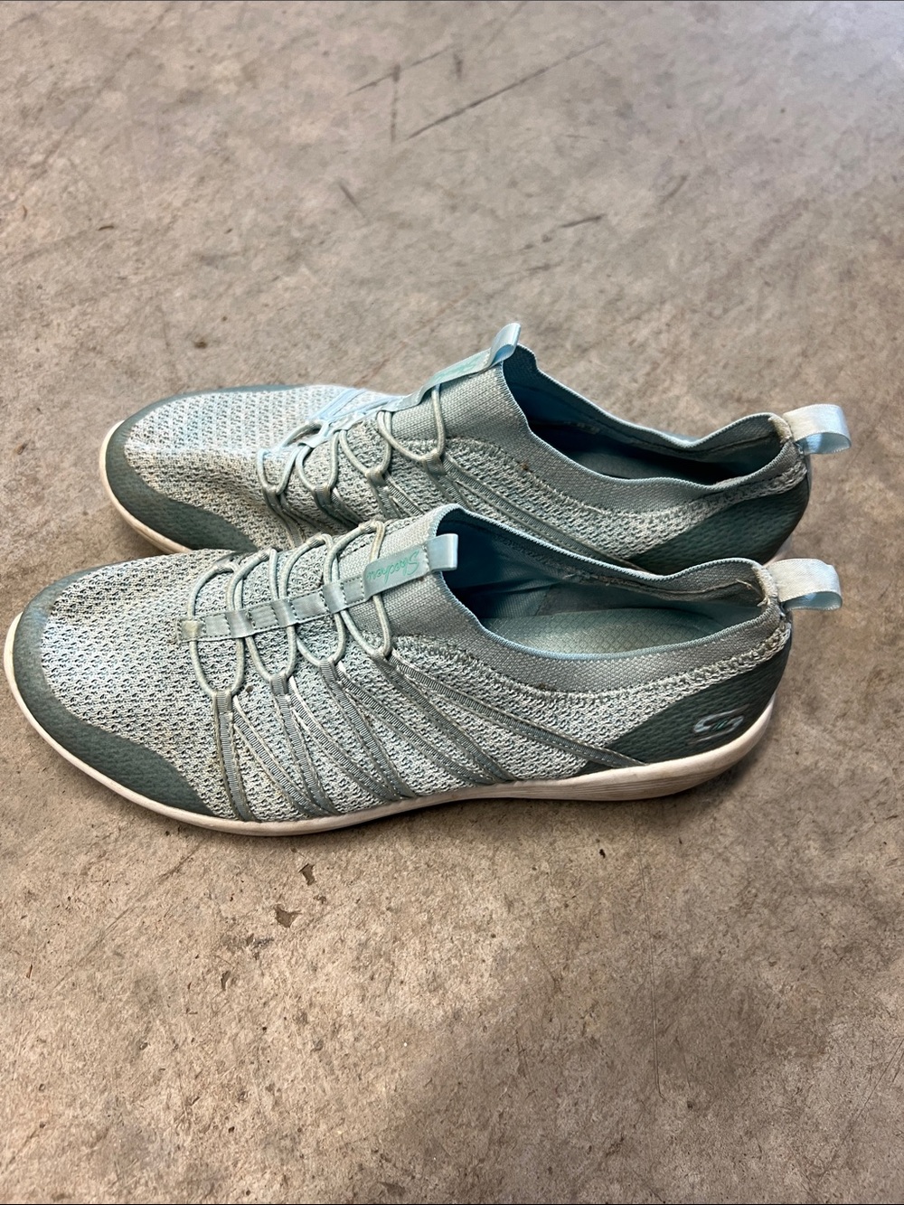 Skechers Light Teal Knit Slip-On Sneakers